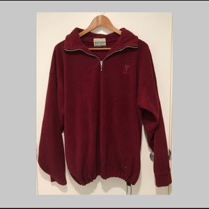 red quarter zip